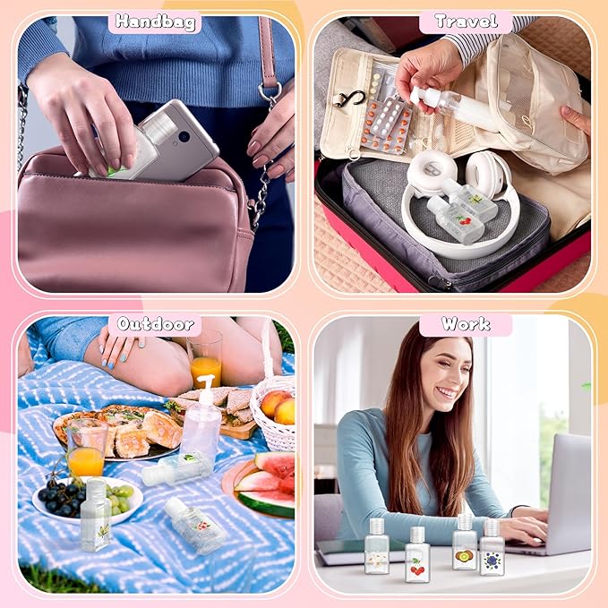 Frienda 24 Pcs Scented Mini Hand Sanitizers Bulk 1 Fl oz Travel Size Hand Sanitizer Assorted Floral Fruit Scents Employee Appreciation Gifts for Coworker Staff Teacher Nurse Office Thank You Gifts