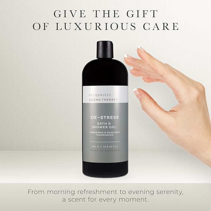Pecksniff's Aroma:Therapy De-Stress Shower Gel – Luxurious Moisturizing Bath &amp Body Cleanser 1000 ml/33.8 fl oz Bottle