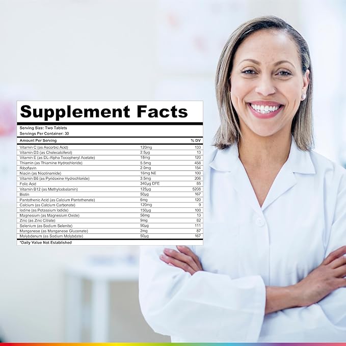 Health &amp Her Multivitamin for Women Taking Menopause Hormone Therapy (MHT/HRT) - Supplements for Women - Nutrition and Wellbeing Support - 1 Month Supply 60 Tablets - Vegan &amp Gluten Free