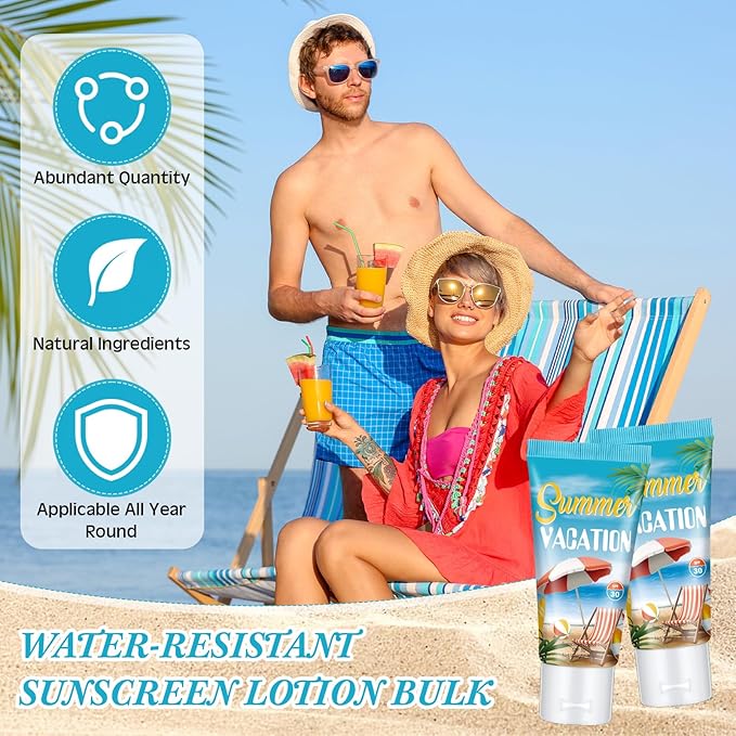 36 Pcs Mini Tinted Sunscreen Bulk for Summer Vacation Party Spf 30 Water Resistant Sunscreen Lotion Bulk 1 oz Travel Size for Thank You Gifts Summer Vacation Party Supplies