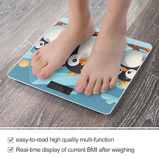 Cute Penguins Smart Scale for Body Weight Accurate Bathroom Scale with LED Display Digital Weight Scales Weighing Machine High Precision Scales for Bath Home