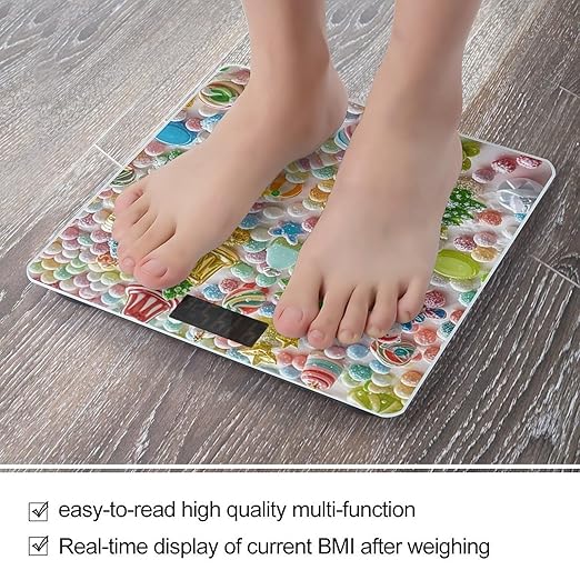 Colorful Candy Scale for Body Weight Highly Accurate Digital Bathroom Body Scale Digital Bathroom Scales for People Anti-Slip Large LCD Display Smart Scales