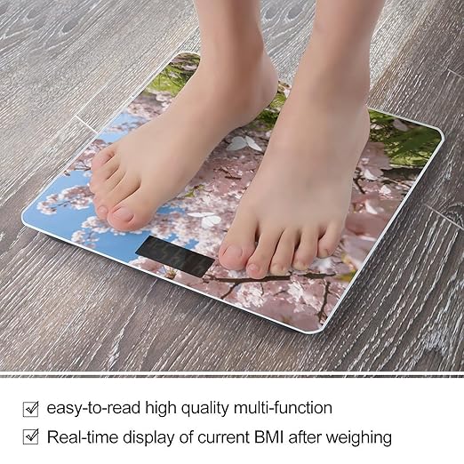 Butterflies Chase The Spring Light Smart Scale for Body Weight Digital Bathroom Scale Toughened Glass Weight Scale with Large LCD Backlight Display High Precision Scales Weighing Machine