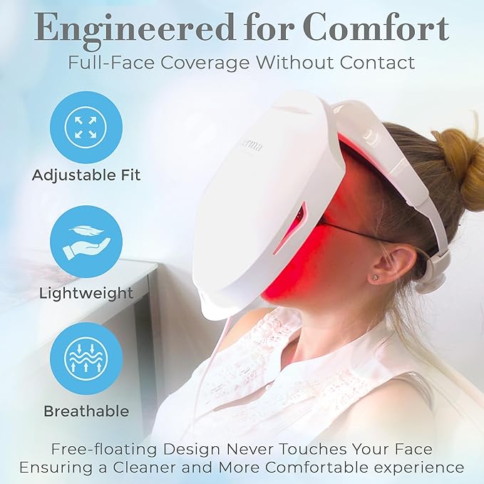 Red Light Therapy for Face – LED Face Mask for Eyes Neck &amp Skin | Infrared Therapy Mask for Anti-Aging Wrinkles Skin Rejuvenation