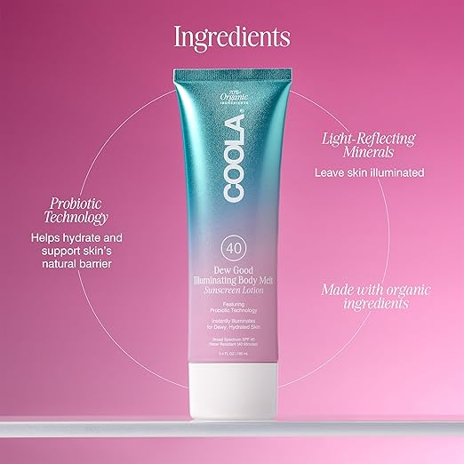 COOLA Organic Dew Good Illuminating Probiotic Serum with SPF 30 Dermatologist Tested Sunscreen with Plant-Derived BlueScreen Digital De-Stress Technology 1.15 Fl Oz