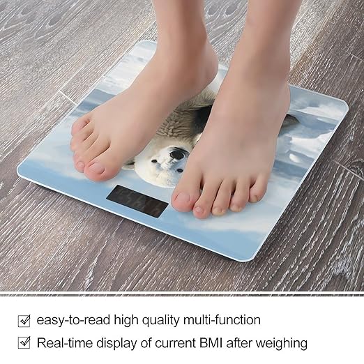 Cute Polar Bear Weight Scale Large Bathroom Scales Digital Weight with Bright LED Display Non Slip Automatic Weighing Scale Fashion Weighing Machine for Body