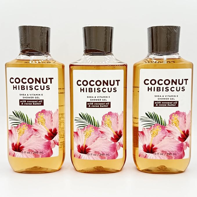 Coconut Hibiscus Bath &amp Body Shower Gel Bundle | Set of Three 10-Ounce Bottles