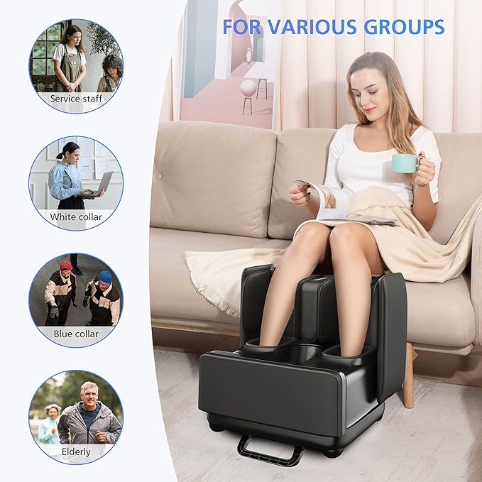 COMFIER 2 in 1 Foot Massager Machine Shiatsu Foot and Calf Massager with HeatKneadingVibrationCompression Massagers for FeetAnkleLegTired Muscles &amp Plantar FasciitisGift for Men Women