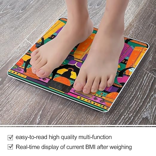 Smart Scale for Body Weight Digital Bathroom Weighing Scale Energy Saving Scale Colorful Ethnic Dress Traditional African Black Women
