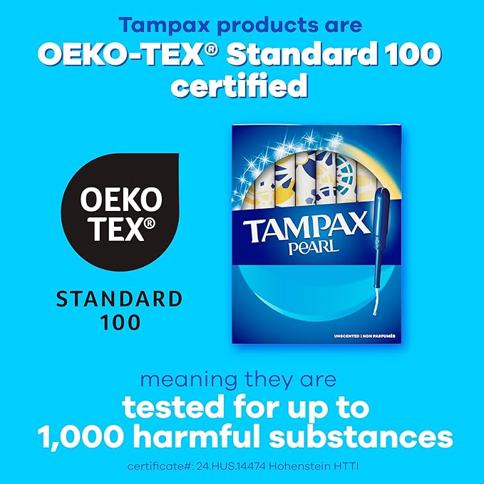 Tampax Pearl Tampons for Women with LeakGuard Braid Super Plus Absorbency Unscented 100 Count (2 Packs of 50)