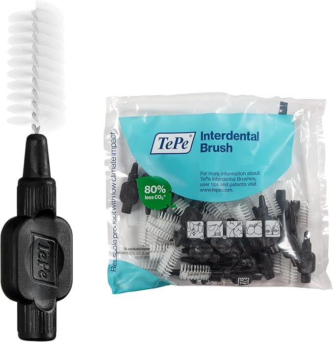TePe Interdental Brush Original Soft Dental Brush for Teeth Cleaning Pack of 25 1.5 mm Extra-Large Gaps Black Size 8
