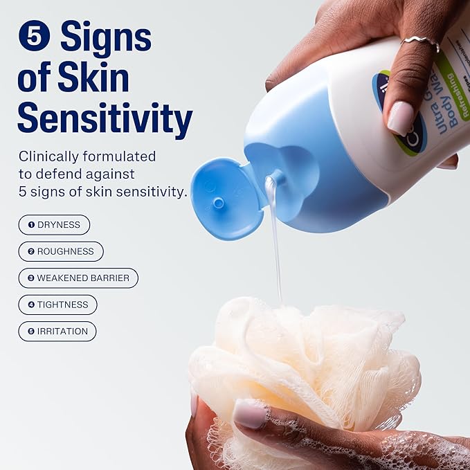 Cetaphil Ultra Gentle Refreshing Body Wash Refreshing Scent For Dry to Normal Sensitive Skin 16.9oz Pack of 3 with Aloe Vera Calendula Vitamin B5 Hypoallergenic Dermatologist Tested