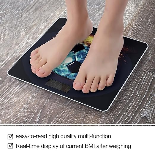 Digital Bathroom Scale for Body Weight Scale with Bright LCD Display High Accuracy Step-On Technology Auto On/Off Cool Soccer Ball Digital Scales 400 Lbs /180kg