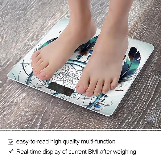 Digital Bathroom Scale for Body Weight Scale with Bright LCD Display High Accuracy Step-On Technology Auto On/Off Native American Dream Catcher Digital Scales 400 Lbs /180kg