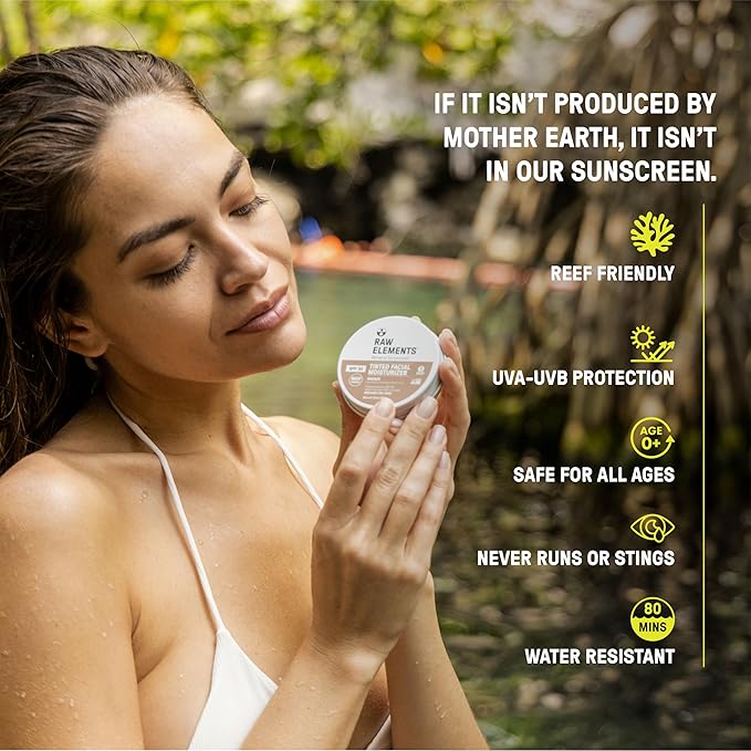 Raw Element Ultra-Moisturizing Tinted Face Cream Non Toxic Mineral Face Sunscreen Daily Tinted Moisturizer Non-Nano Zinc Oxide Reef Friendly All Ages SPF 30 1.8 oz Island Pack of 2