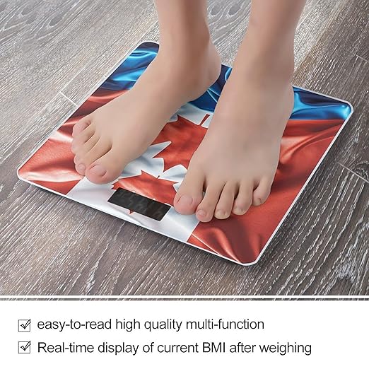 Retro Canada Flag Bathroom Scale Digital Weight Scale Precision 400 Lbs Weighing Scales Large with LCD Backlight Display BMI Measures