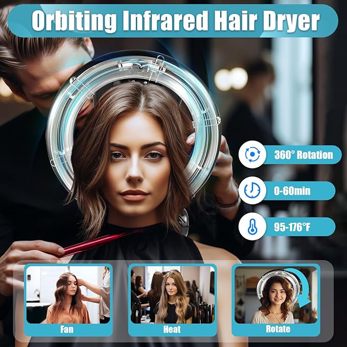 100W Professional Standing Hair Dryer3 in 1 Salon Spa Orbiting Infrared Heating Hair Dryer Color Processor Hair Care for Home &amp Hair Salons Adjustable Height 4.5-5.9ft 110V (1000W)