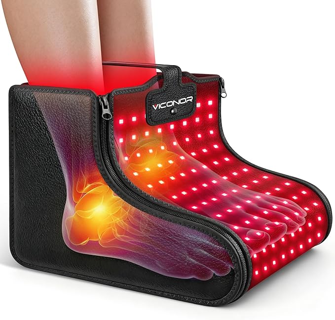 Viconor Red Light Therapy for Feet Red Light Therapy Shoe Wraps for Feet and Ankle Neuropathy Relief - Portable Infrared Light Therapy Device for Foot &amp Ankle Zipper Removable Adjustable Timer