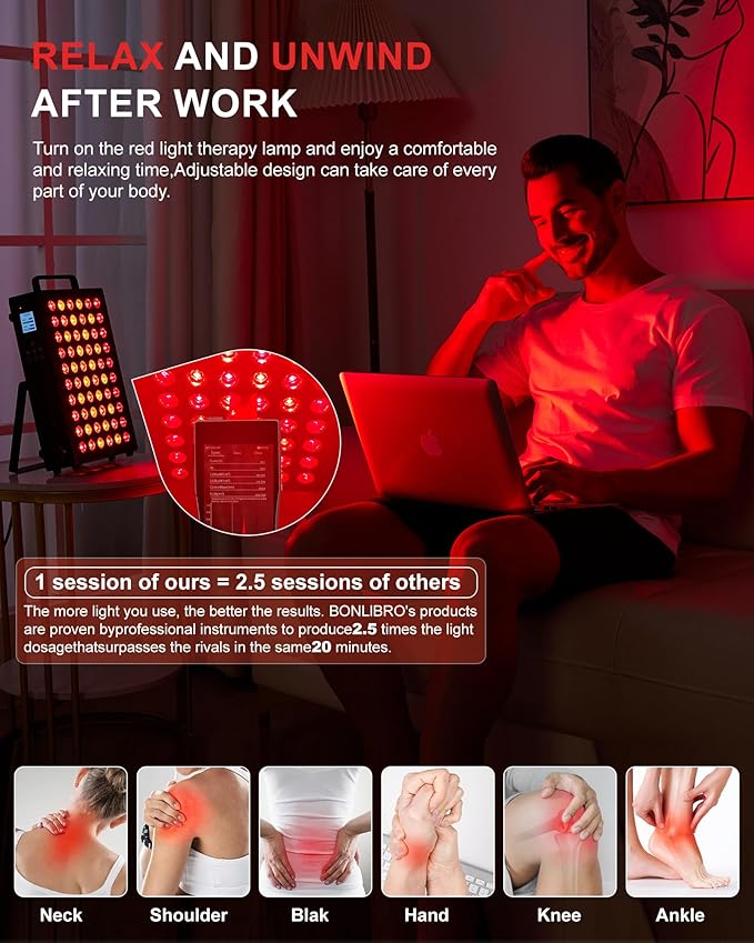 Red Light Therapy Panel Clinical Grade Dual Chip with Near-Infrared Light 850nm 940nm 660nm 630nm High Power Panel for Pain Relief Body Face Skin Health Improve Sleep (BN-60)