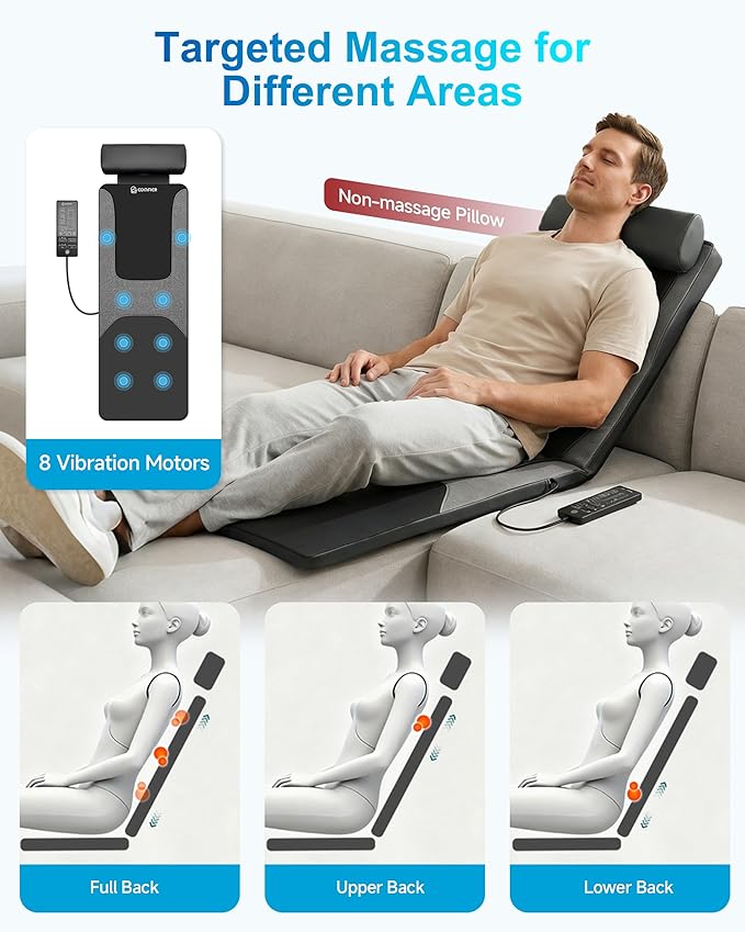 COMFIER HSA Eligible Shiatsu Full Body Massage Mat with Heat FSA Back Massage Pad for Pain Relief Deep Tissue Kneading &amp Vibration Heating Chair Massager for Recliner Sofa Bed Gifts for Men Wo