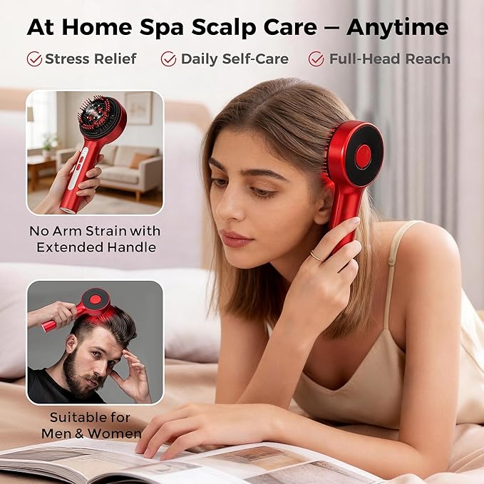 Electric Scalp Massager 5 in 1 Refillable Oil Reservoir and Mist 3 Step At Home Scalp Spa Device 3D Deep Kneading Massage USB C Rechargeable Portable for Home and Travel