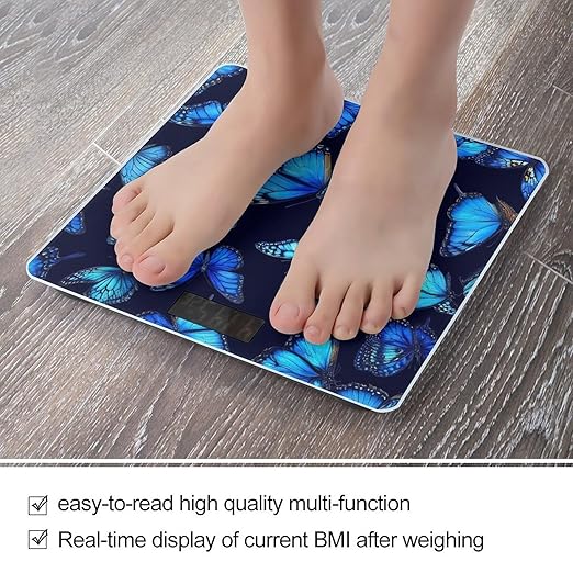 Digital Bathroom Weighing Scale Energy Saving Scale Smart Scale for Body Weight Beautiful Butterflies Blue Butterfly