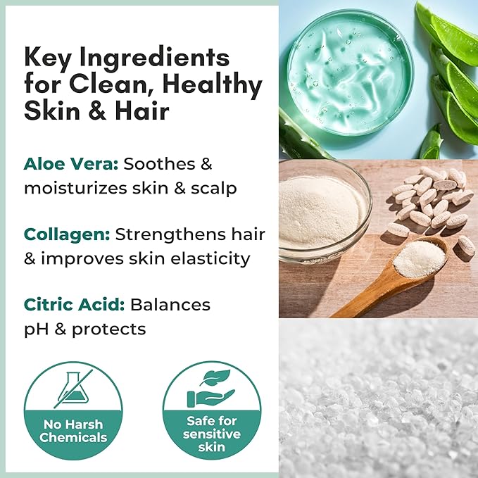 Nurture Rinse Free Body Wash &amp Shampoo w/Aloe | Hospital Grade Hair &amp Body Waterless Cleansing Foam | Women Camping Elderly &amp Hospital Patients | Shower Bath &amp Hand Soap for Sensitiv