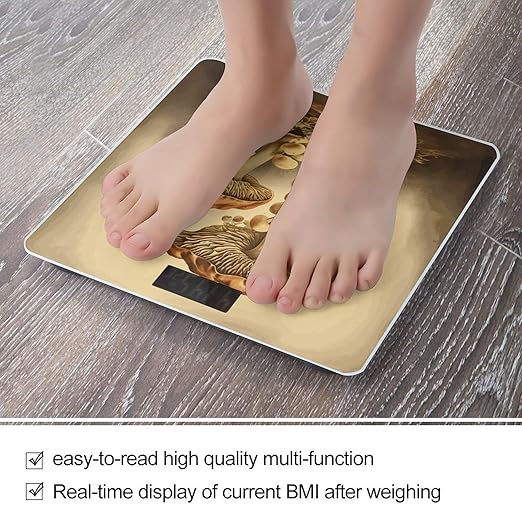 Vintage Mushrooms Bathroom Scale Weight Scale for Body WeightHighly Accurate Digital Weighing Machine Clear LED Display Digital Bathroom Body Scale 400lb/182kg