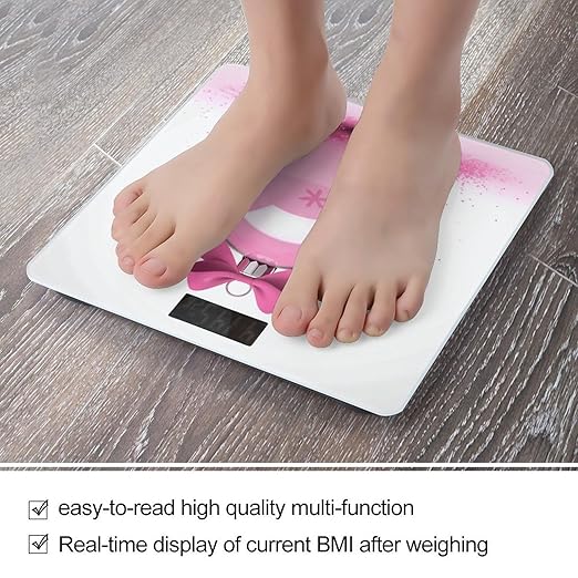 Pink Christmas BallScale for Body Weight with LCD High Precision Weighing Scales Fashion Sturdy Tempered Glass Weight Scales Easy-to-Read Digital Bathroom Scale for Daily 400lb