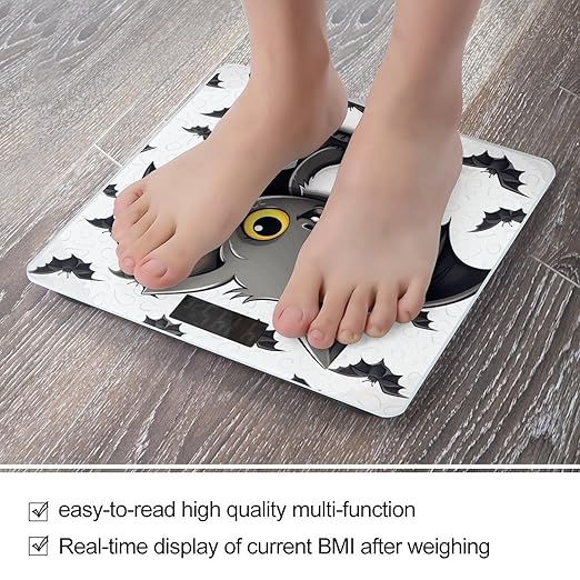 Digital Bathroom Scale for Body Weight Scale with Bright LCD Display High Accuracy Step-On Technology Auto On/Off Cute Bat Digital Scales 400 Lbs /180kg