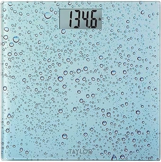 Taylor Digital Scales for Body Weight Highly Accurate 400 LB Capacity Auto On and Off Scale 11.8 x 11.8 Inches Water Drop Blue