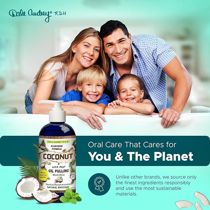 Dale Audrey Nano Hydroxyapatite Mouthwash Oil Pulling for Teeth and Gums | Coconut Flavored Organic Mouthwash for Bad Breath | Essential Oils for Teeth Whitening &amp Fresh Breath Natural Mouthwash 8