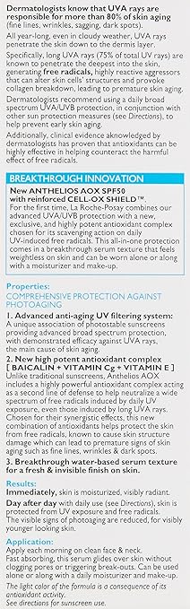 La Roche-Posay Anthelios AOX Daily Antioxidant Serum with SPF Face Moisturizer with Sunscreen and Vitamin C &amp E Oil Free Face Sunscreen for Sensitive Skin Moisturizing Sun Protection
