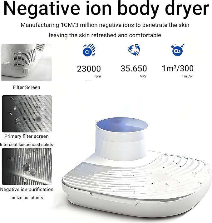 4 Speeds Full Body Dryer 1300W Electric Body Heater Blow with LCD Control Panel &amp Lid Opening Tool 4 Wind Speeds and Cold/Warm Breeze Ideal for Limited Mobility