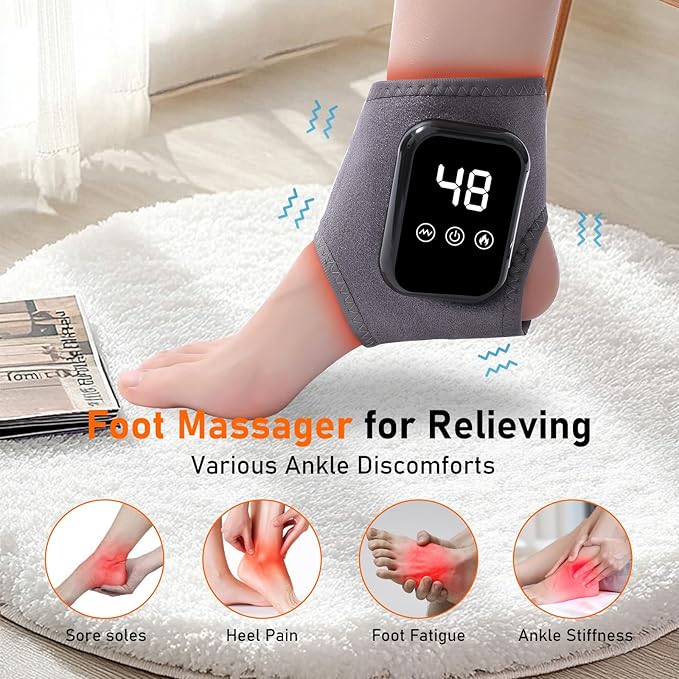 Foot Renew Triple Method Massager Cordless &amp Portable Ankle Massager With Three Levels of Vibration and Heating Relieves Foot and Ankle Discomfort Suitable for Home and Travel Use (2pcs)