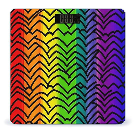 Gay Pride Rainbow Pattern Scale for Body Weight Highly Accurate Digital Bathroom Scale Sturdy Tempered Glass Weighing Scales with LCD Display Fashion Body Fat Smart Scales 400lb