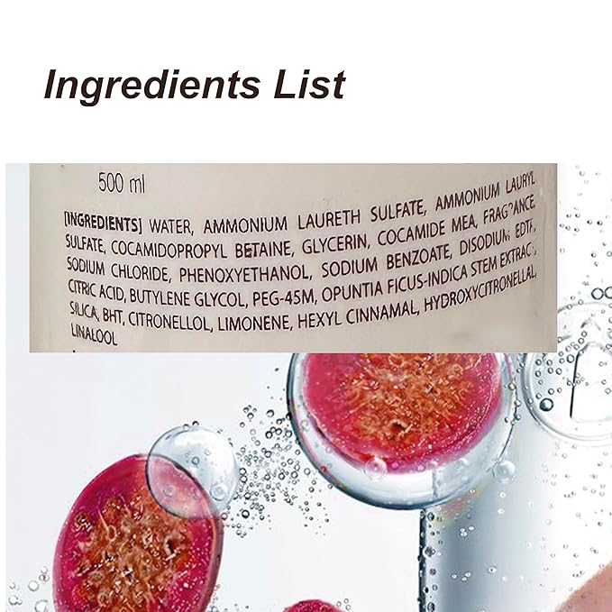 1 PC Prickly Pear Skin Cleanser Moisturizing Purifying Relieving Dry Bath Cleanser Shower Gel Skin Wash 500ml Pink