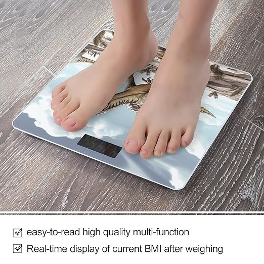 Dinosaur Walking Dinosaur Walking Scale for Body Weight Precision Bathroom Weighing Scales with Back Lit LCD Display Sturdy Tempered Glass Body Weight Scales Digital Bathroom Scale 400lb