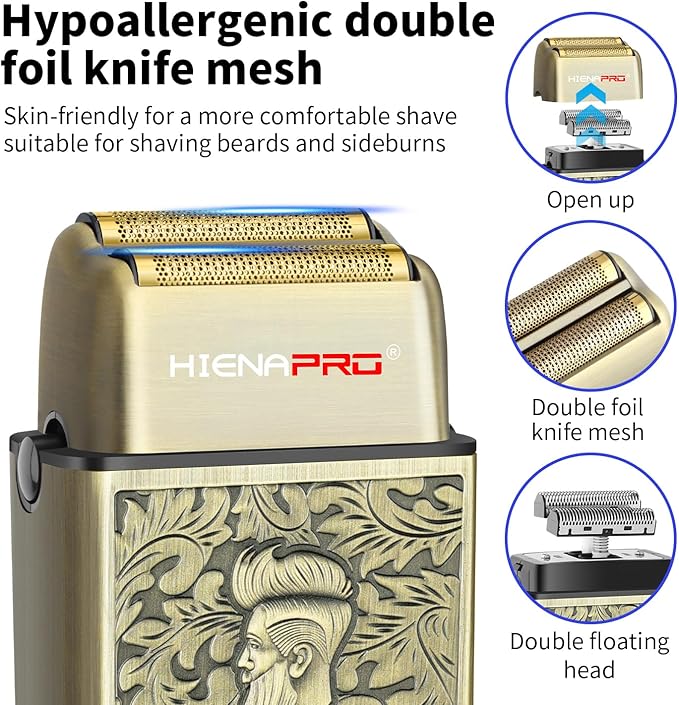 HIENA PRO Electric Razor for Men Cordless Professional Foil Shaver &amp Bald Head Precision Trimmer Travel Shaving USB Charging LED Display Perfect Gifts for Men