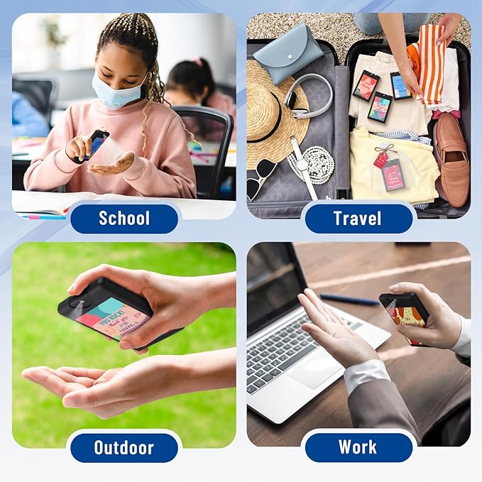 Frienda 48 Set Travel Size Hand Sanitizer Spray Bulk Portable Power Mist Thank You Mini Hand Sanitizer Employee Appreciation Day Gifts for Teacher Coworker Team Women's Day (PocketBlack)
