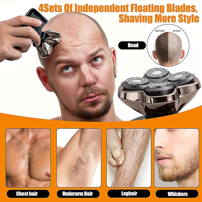 Replacement Blades Shaver PRO 4 Heads Compatible with Skull Head Shaver Electric Shaver Replacement Blade for Pitbull Butter flykiss pro &amp Palm for Bald Men (2 Pcs)