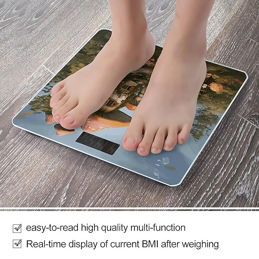 Mushroom Garden Scale for Body Weight Precision Bathroom Weighing Scales with Back Lit LCD Display Sturdy Tempered Glass Body Weight Scales Digital Bathroom Scale 400lb