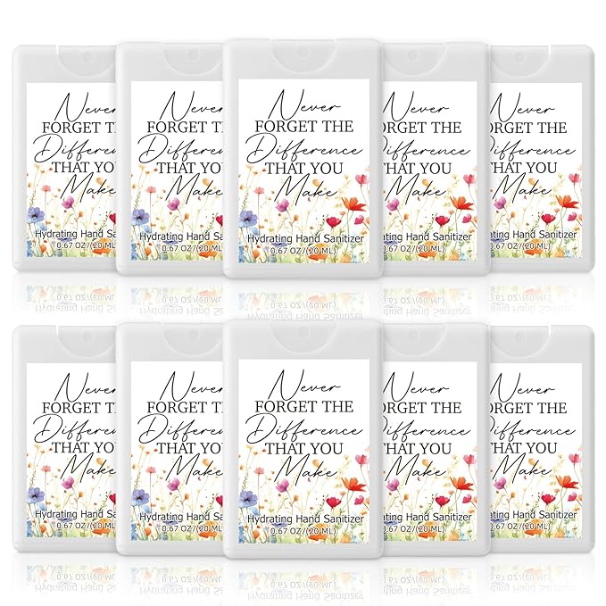 24 Pack Travel Size Hand Sanitizer Spray Bulk Employee Appreciation Week Gift Mini Motivational Thank You Gift Hydrating Pocket Sprays Gifts for International Women Day Gifts(White ColorThank You)