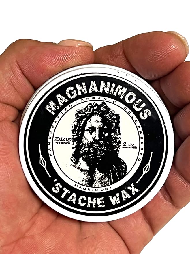 MAGNANIMOUS 'STACHE WAX (2 OZ) - ALEXANDEER SCENT (MAHOGANY COGNAC BLOOD ORANGE RED PEPPER SAGE BOURBON &amp SANDALWOOD) - THE BEST MEDIUM-TO-STRONG HOLD MUSTACHE WAX ON THE PLANET ZEUS APPRO