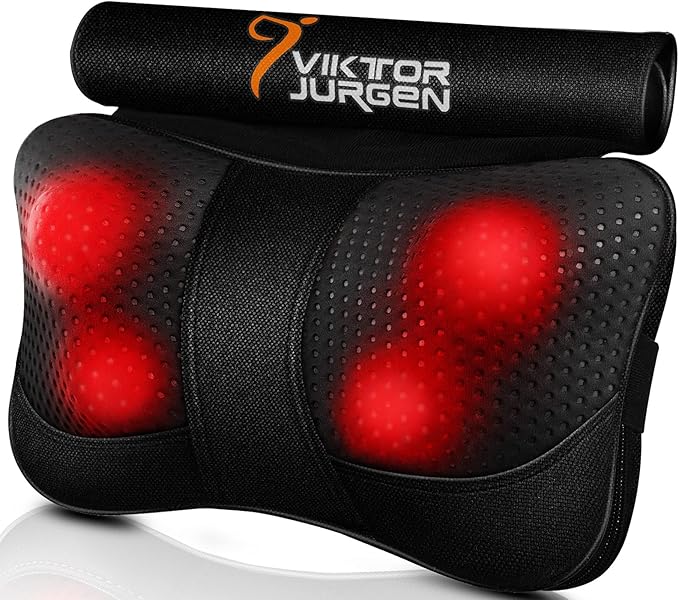 VIKTOR JURGEN Shiatsu Back Massager with Heat - Kneading Massage Pillow for Neck Shoulder Pain Relief - Christmas Gift for Women Men Dad Mom - Great for Mother's Day Father's Day Valentine's Day