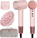 Ionic Hair Dryer with Diffuser for Curly Hair Quiet Professional Fast Drying Blow Dryer for Thick Hair with 2 Magnetic Attachments for Home Salon or Travel Tri Technology XO - Rose Gold/Pink