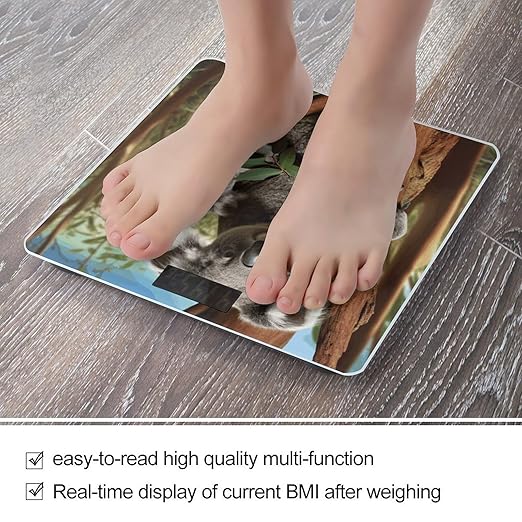 Koala FamilyScale for Body Weight with LCD High Precision Weighing Scales Fashion Sturdy Tempered Glass Weight Scales Easy-to-Read Digital Bathroom Scale for Daily 400lb
