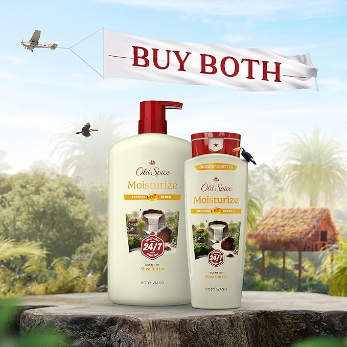 Old Spice Cleansing Body Wash for Men 24/7 Shower Fresh with Lasting Scent Restore &amp Renew Gentle on Skin Vitamin B3 Moisturize with Shea Butter Scent 18 oz (Pack of 4)