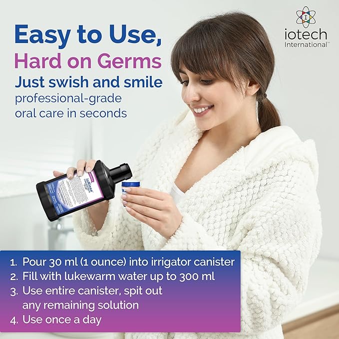 ioRinse Concentrated Irrigant with Active Molecular Iodine Alcohol-Free Dental Irrigant use with Water Flossers and All Other Oral Irrigation Devices - Soft Mint
