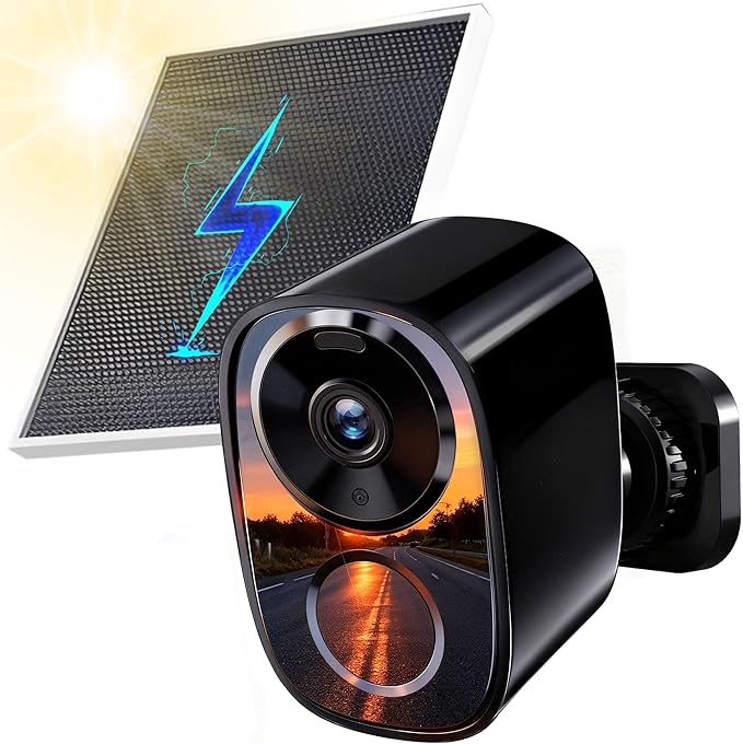 2026 Upgraded 2K Wireless Outdoor Security Cameras with Solar Panels Free Cloud Storage AI Motion Detection Spotlight &amp Siren Alarm 2-Way Talk IP66 Waterproof